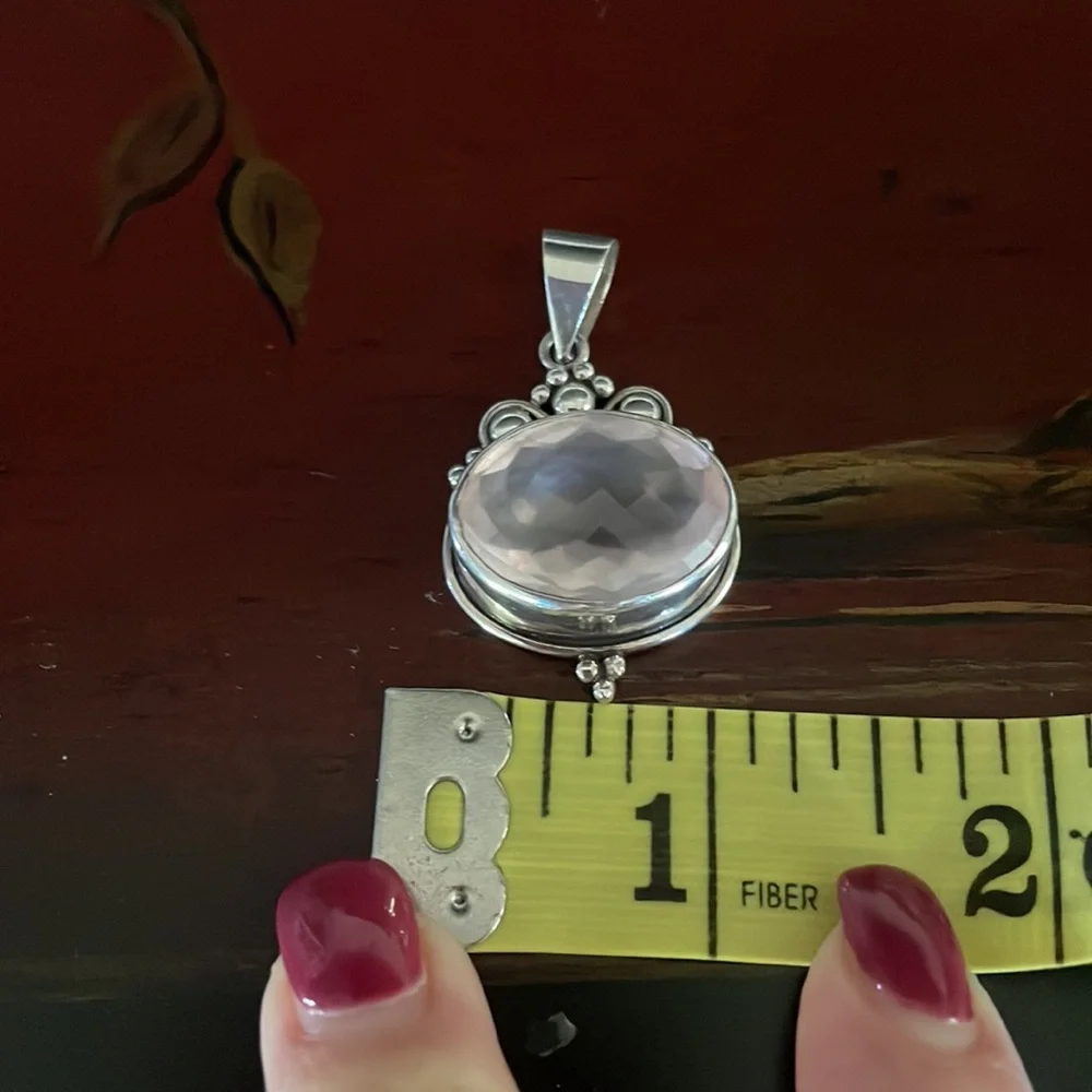 Lovely Sterling Silver Pink Quartz Pendant ๐ - Picture 4 of 7